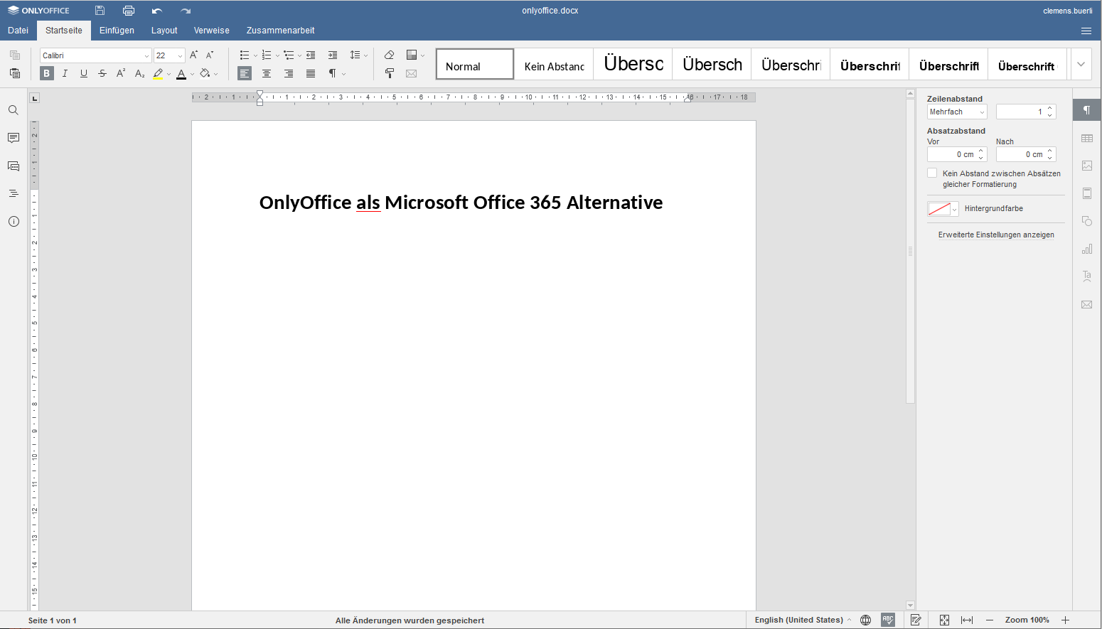 OnlyOffice Text editor als gute Microsoft Office 365 Alternative
