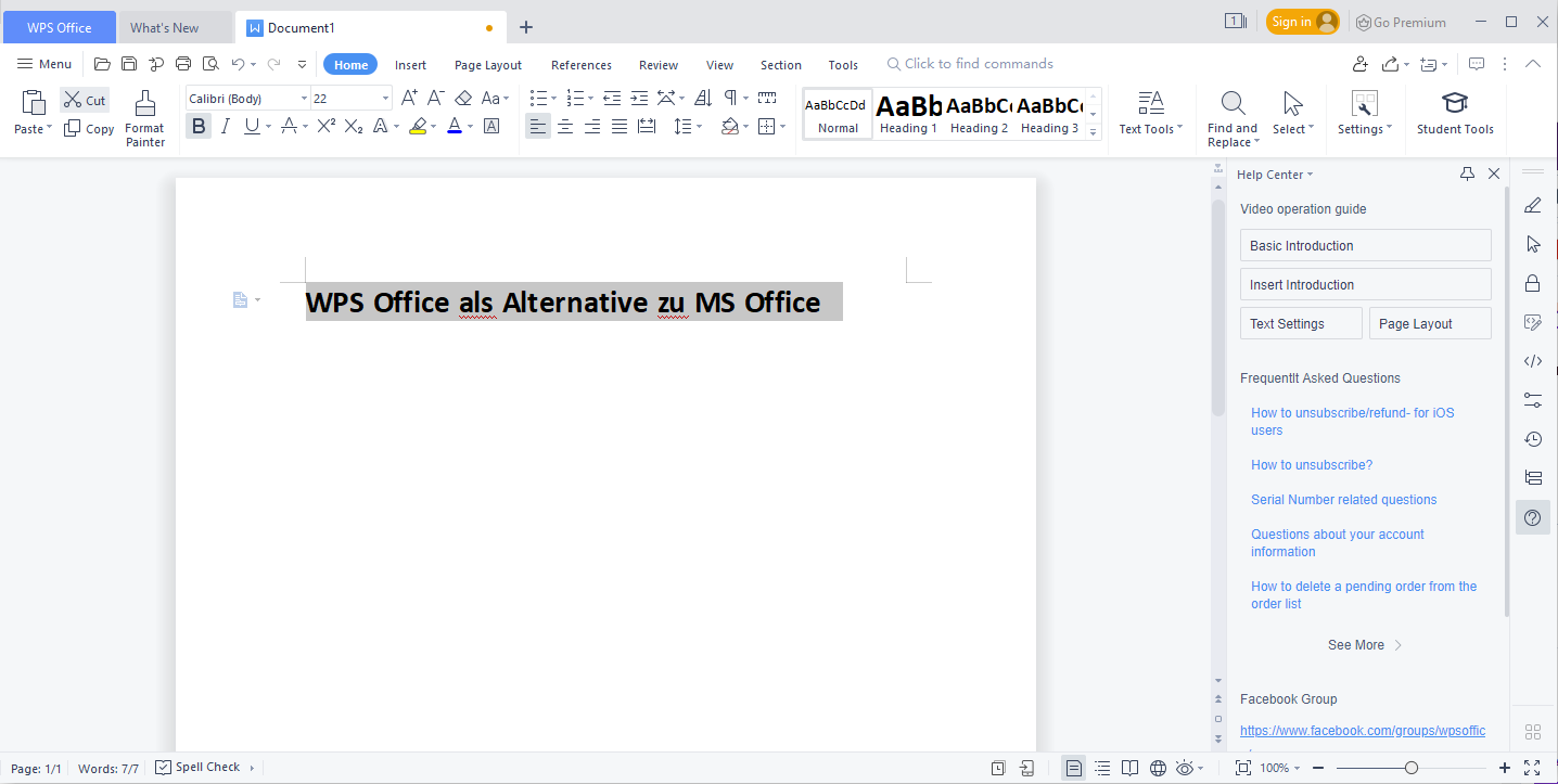 WPS Office text editor Alternative zu Microsoft Word